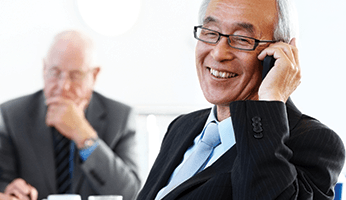 Business professionals on phone